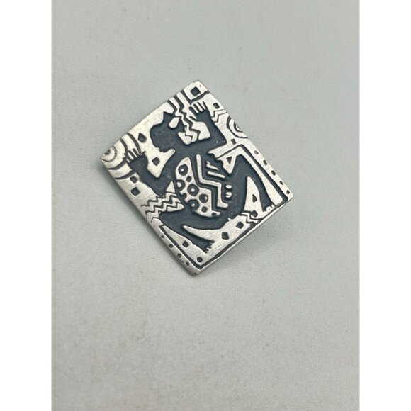 Alice Seely Pewter Fetishes Brooch Pin 1998 Vtg Boho Petroglyph Style Abstract - Picture 2 of 8